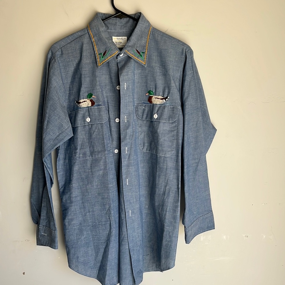 Vintage 1970s JC Penney Deadstock Big Mac Hippie Cambray Shirt